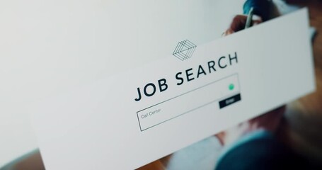 Wall Mural - laptop or computer screen career search on job website online or contact us for unemployed job seeke
