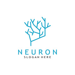 Wall Mural - Brain logo or nerve cell logo with vector illustration template