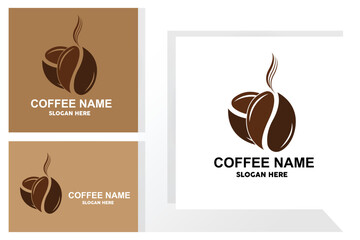 Wall Mural - coffee bean drink logo design in brown color vector illustration