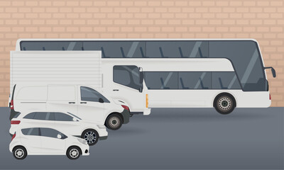 Canvas Print - five mockup white vehicles