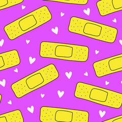 seamless pattern of yellow patch with purple background. 90s style. girly print for graphic tee, bul