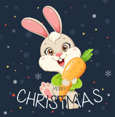 Sticker - Cute Rabbit cartoon character. Funny bunny