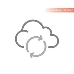 Wall Mural - Cloud data storage vector icon. Network connection with arrows loop outlined symbol.