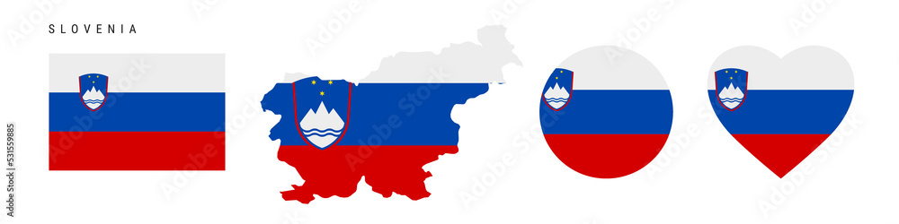 Slovenia flag icon set. Slovenian pennant in official colors and ...