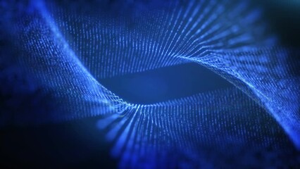 Leinwandbilder - Abstract technology futuristic blue dynamic wave data flowing seamless loop 4K motion background.