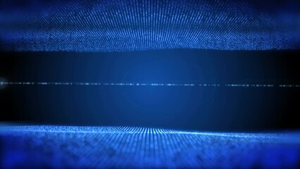 Leinwandbilder - Technology data horizontal dynamic grid pattern moving on blue background 4K motion