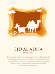 Sticker - eid al adha mubarak poster in paper cut style