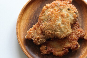 Wall Mural - Homemade Japanese deep fried pork on wooden plate 