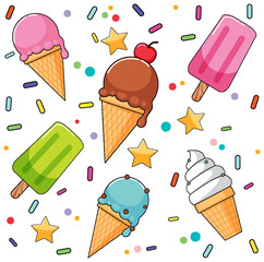 Wall Mural - sweet ice cream seamless pattern