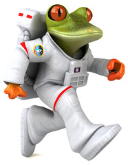 Wall Mural - Fun 3D cartoon illustration of a comsmonaut frog