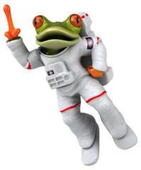 Wall Mural - Fun 3D cartoon illustration of a comsmonaut frog