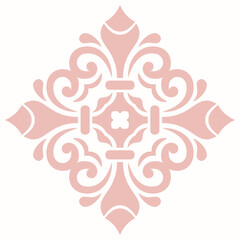 Wall Mural - oriental pattern with pink arabesques and floral elements. traditional classic ornament with pink an