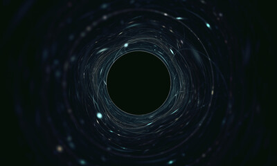 Wall Mural - Cold black hole abstract circle with blurred bokeh light background