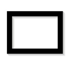 Wall Mural - Black empty photo or picture frame with shades isolated on white background. Vector illustration. Wall decor. Rectangle horizontal photo frame