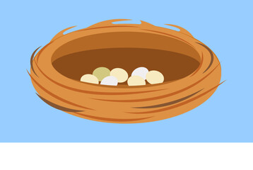 Poster - Bird nest with eggs, illustration