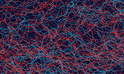 Leinwandbilder - Blue and red lines in chaos. Abstract background.