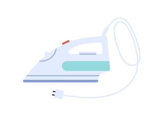 electric steam iron for clothes. domestic appliance with cord, plug. home device with cable. flatiro
