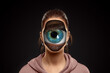 © Aliaksandr Marko - cyclops girl, huge eye in female head. The concept of intuition, premonition, seventh sense. Surrealism