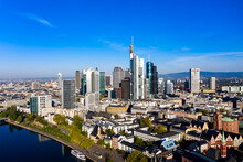 Germany, Hesse, Frankfurt, Aerial View Of Downtown Skyscrapers