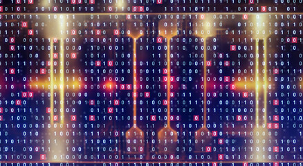 Aufkleber - Supercomputers and digital transformation. data server. Wide angle visual for banners or advertisements.