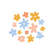 © lesyau_art - Cute tiny flowers isolated on white background. Vector illustration in hand-drawn flat style. Perfect for cards, logo, decorations, spring and summer designs. Botanical clipart.