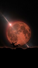 Canvas Print - hunter's full moon blood full moon , october full moon