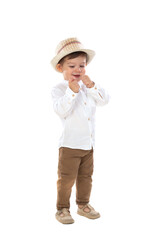 Wall Mural - Cool stylish little boy in a hat