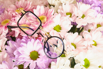 Poster - creative eyeglasses and flowers, unhackneyed eye glasses frames