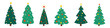 © Ulyana Mo - Vector New Year set with christmas trees. Evergreen trees with balls, stars and garlands. Fir trees for Christmas.