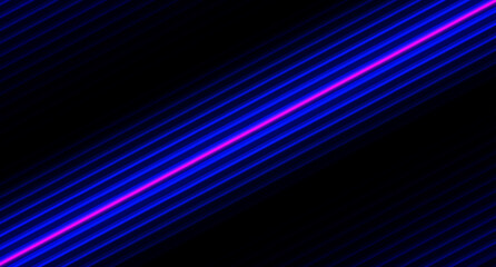 Fototapete - Abstract technology futuristic glowing stream line, neon light tube across on dark blue space concept background.