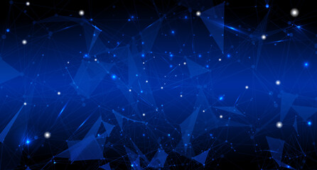Leinwandbilder - Abstract geometric polygonal structure cybernetic. Plexus network technology concept. Virtual blue mesh connectivity nodes vector.
