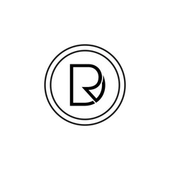 dr logo icon design template sign Creative and Minimalist Logo Design of Letter RD DR black colour background with circle.