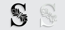 Letter S Flower Letters. Vintage Ornament Initial Alphabet. Logo Vector	
