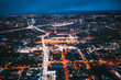 © Great Brut Here - Brest, Belarus. Night Aerial Bird's-eye View Of Brest Cityscape Skyline. Night Traffic In Residential District.