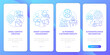 © IMG visuals icons - AI technology in marketing blue gradient onboarding mobile app screen. Progress walkthrough 4 steps graphic instructions with linear concepts. UI, UX, GUI template. Myriad Pro-Bold, Regular fonts used