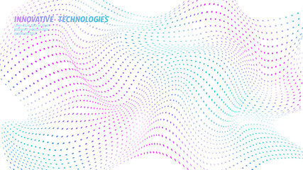 Wall Mural - 3D nanotechnololy dots texture cyberspace. Nano fiber chemical modern material design. Atom molecule macro structure development vector illustration