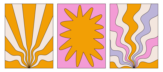 Wall Mural - set of retro backgrounds and posters. abstract colorful backgrounds with outline. with space for tex
