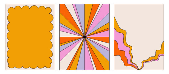 Wall Mural - set of colorful modern posters. vector backgrounds in retro style. distorted wavy shapes, background
