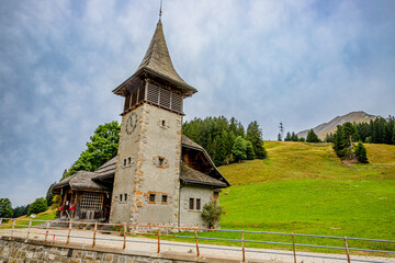 Sticker - La chapelle de Mosses Ormont-Dessou dans les alpes Suisse