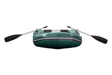 Inflatable Boat With Oars Front View Isolate On White Background