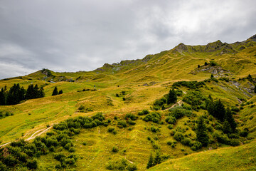 Sticker - Vue sur les montagnes de Val d'Illiez en Suisse en été