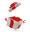 Christmas gift with snow, opened gift box, 3d-illustration