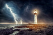 Leuchtturm im Sturm - AI Digital generated 