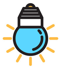 Sticker - Light bulb icon. Glass lamp in line style