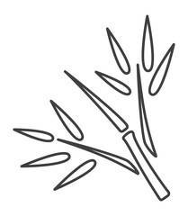 Wall Mural - Tree branch with leaves. Bamboo black line icon