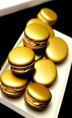 Beautiful shot of golden luxurious macaroons