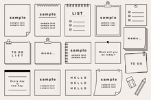 シンプルなメモ帳の素材セット
