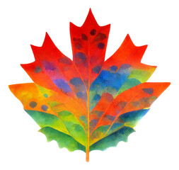 Wall Mural - colorful autumn tree leaf cut out, digital illustration