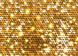 Sequined golden texture with palliettes. Gold glittering scales. Glamor Background with shiny sequins Vector