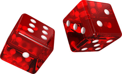Wall Mural - image of two red and white gaming dice rolling